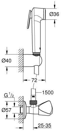 GROHE Tempesta-F Trigger Spray 30 Wandhalterset mit Absperrventil und 1,5 m Brauseschlauch