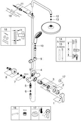 GROHE Tempesta System 250 Duschsystem mit Einhandmischer – Chrom, 250 mm Kopfbrause, Handbrause, EcoJoy