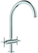 GROHE Atrio 2-Griff-Spültischbatterie C-Auslauf chrom – Keramik-Oberteile & 150° Schwenkbereich