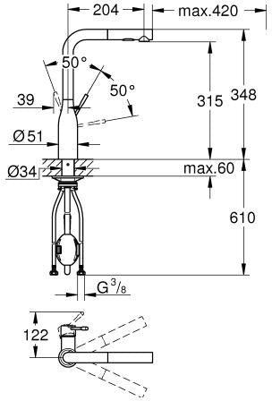 GROHE Essence Spültischbatterie mit ausziehbarer Spülbrause, cool sunrise gebürstet, 30504