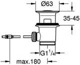 GROHE Ablaufgarnitur 1 1/4 Zoll für Waschtisch mit Überlauf – Chrom, Messing, Hebemechanismus