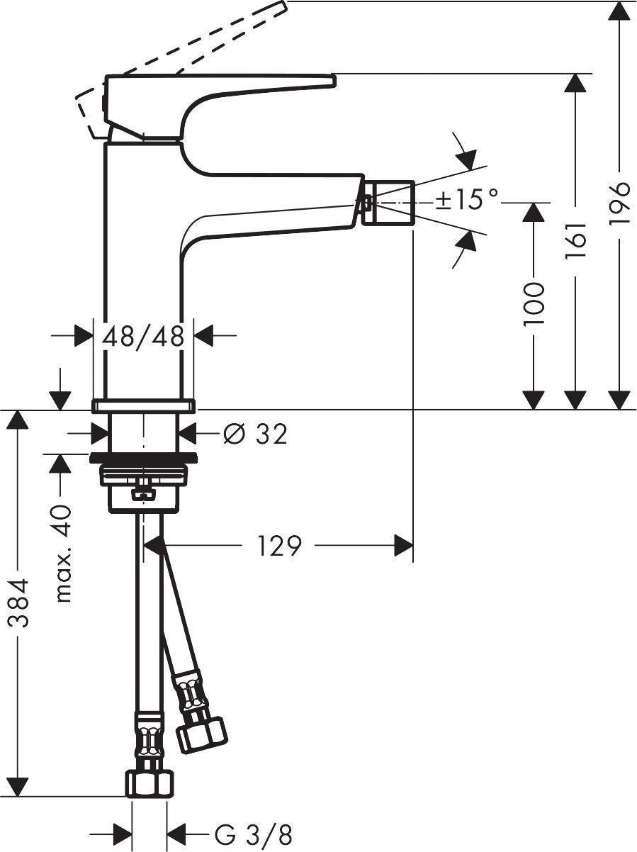 HANSGROHE Metropol Einhebel-Bidetmischer DN15 mit Push-Open Ablaufgarnitur, chrom