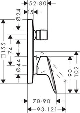 HANSGROHE LOGIS Einhebel-Wannenmischer DN 15 Unterputz Chrom – Fertigmontageset mit Umsteller