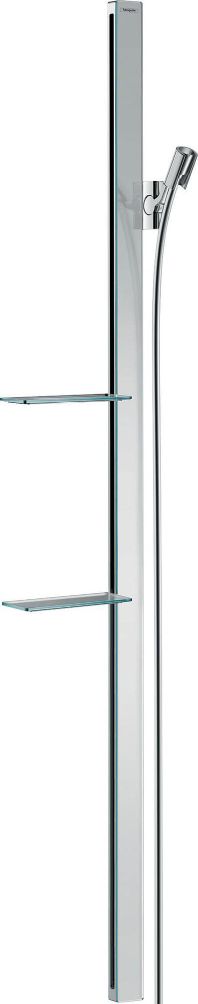 HANSGROHE RAINDANCE Unica'E Brausestange 150 cm Chrom mit Brauseschlauch und Sicherheitsglas-Ablage