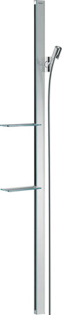 HANSGROHE RAINDANCE Unica'E Brausestange 150 cm Chrom mit Brauseschlauch und Sicherheitsglas-Ablage