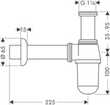 Hansgrohe Tassensiphon Standardmodell Chrom – Flaschensiphon DN 32, Messing verchromt, verstellbar 35–95 mm
