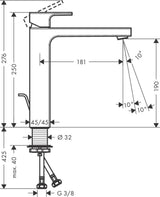 Hansgrohe VERNIS Shape 190 Einhebel-Waschtischmischer mit Zugstangen-Ablaufgarnitur, Chrom