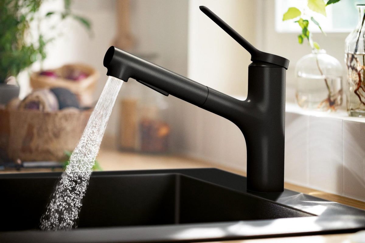 HANSGROHE Zesis M33 ComfortZone 150 Einhebel-Küchenmischer mit Ausziehbrause, 2 Strahlarten, Chrom