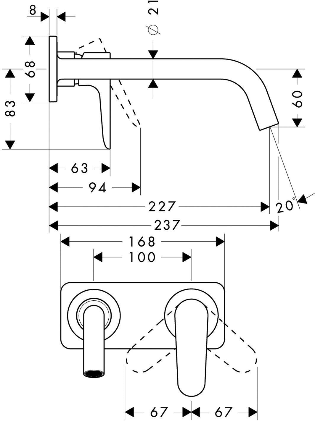 AXOR Citterio M Einhebel-Waschtischmischer Unterputz mit Platte, Chrom, 167 mm Auslauf