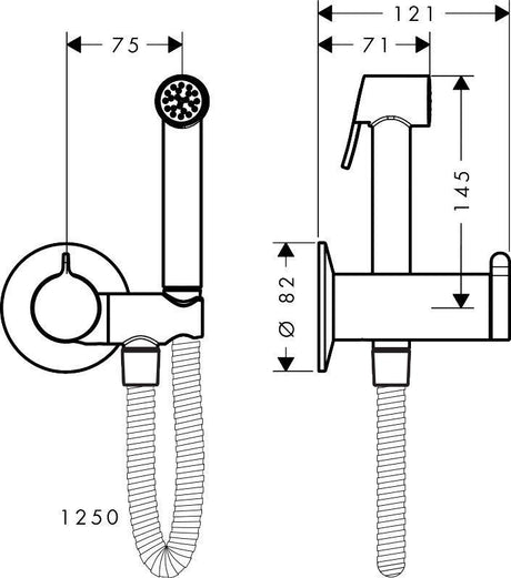 AXOR Bidette Handbrause Showers 1jet mit Brausehalter und Metallbrauseschlauch 1250 mm