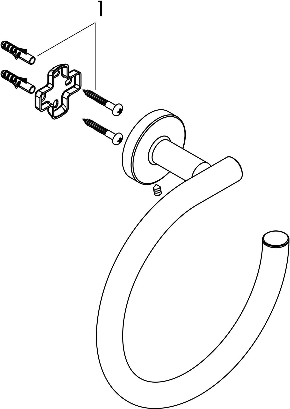 HANSGROHE Handtuchring Logis Universal chrom – Wandmontage, Messing, verdeckte Befestigung