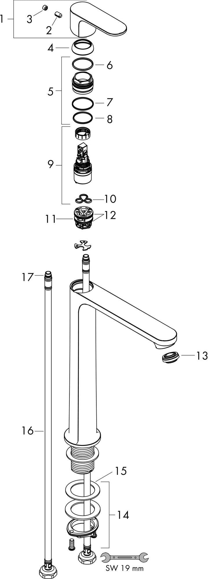 HANSGROHE Rebris S Einhebel-Waschtischmischer 240 CoolStart chrom ohne Ablaufgarnitur
