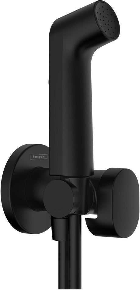 hansgrohe Bidette-Handbrause 1 Jet, Kaltwasser, mattschwarz, mit Brausehalter & Schlauch 1250 mm