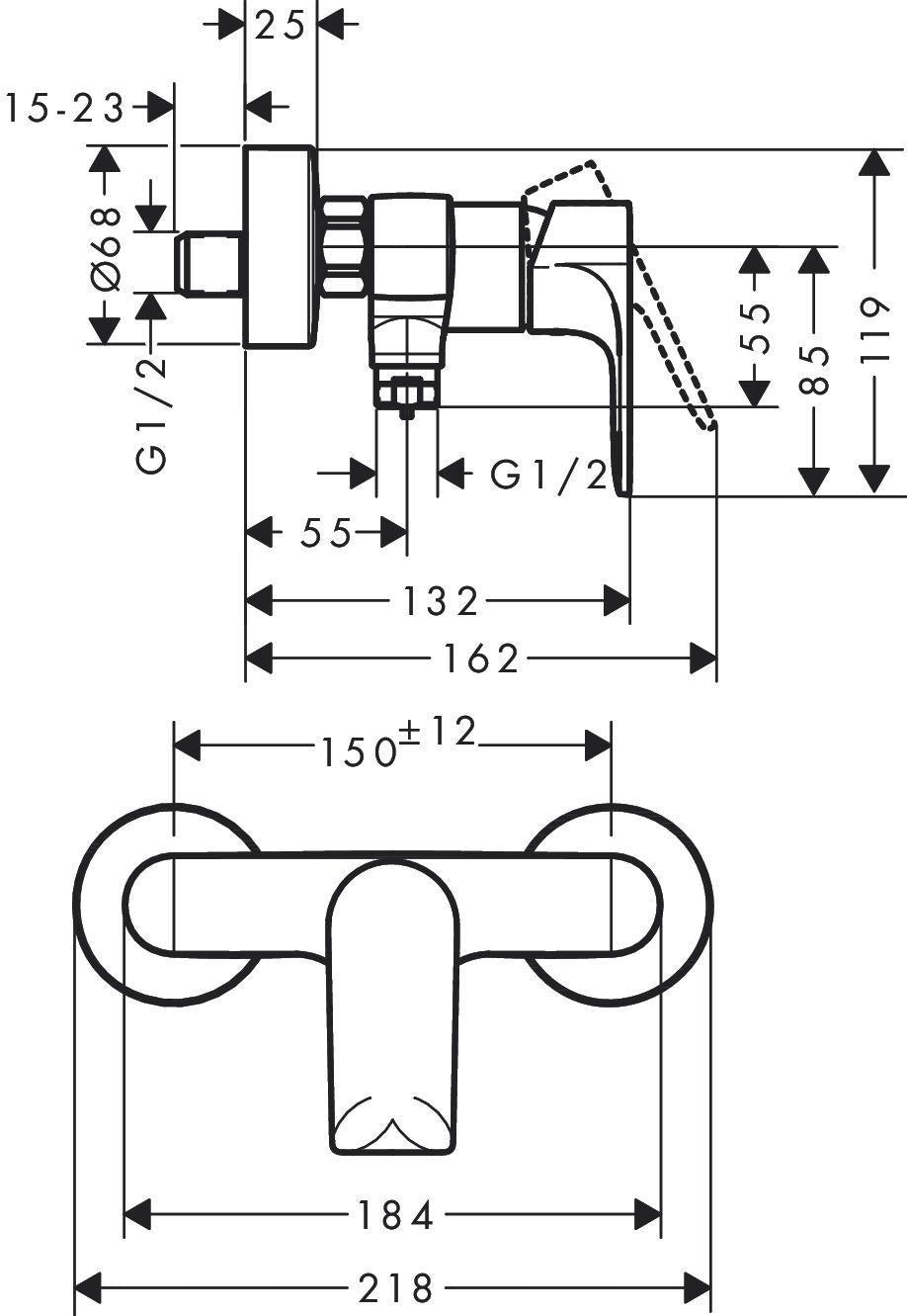 HANSGROHE Rebris E Einhebel-Brausemischer Aufputz Chrom – Temperaturbegrenzung & Rückflussverhinderer