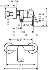 HANSGROHE Rebris E Einhebel-Brausemischer Aufputz Chrom – Temperaturbegrenzung & Rückflussverhinderer