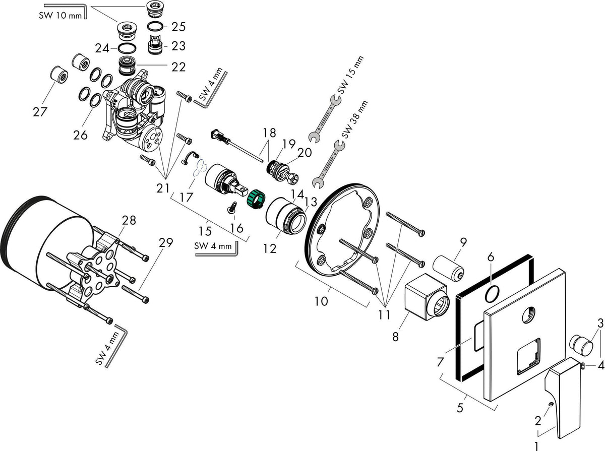 HANSGROHE Metropol Einhebel-Wannenmischer Fertigmontageset DN 15 UP Chrom