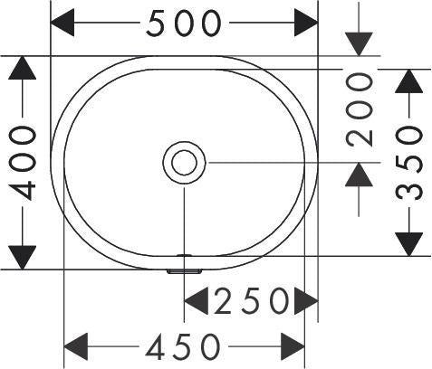 HANSGROHE Unterbauwaschtisch Xuniva U 450x350mm weiß ohne Hahnloch mit Überlauf
