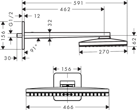 AXOR ShowerSolutions Kopfbrause 460/300 1jet Chrom – Regenbrause mit Brausearm