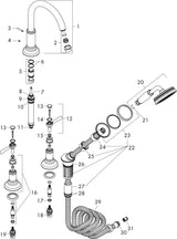 AXOR MONTREUX 4-Loch-Wannenrandarmatur DN 15 mit Hebelgriffen und Handbrause, chrom