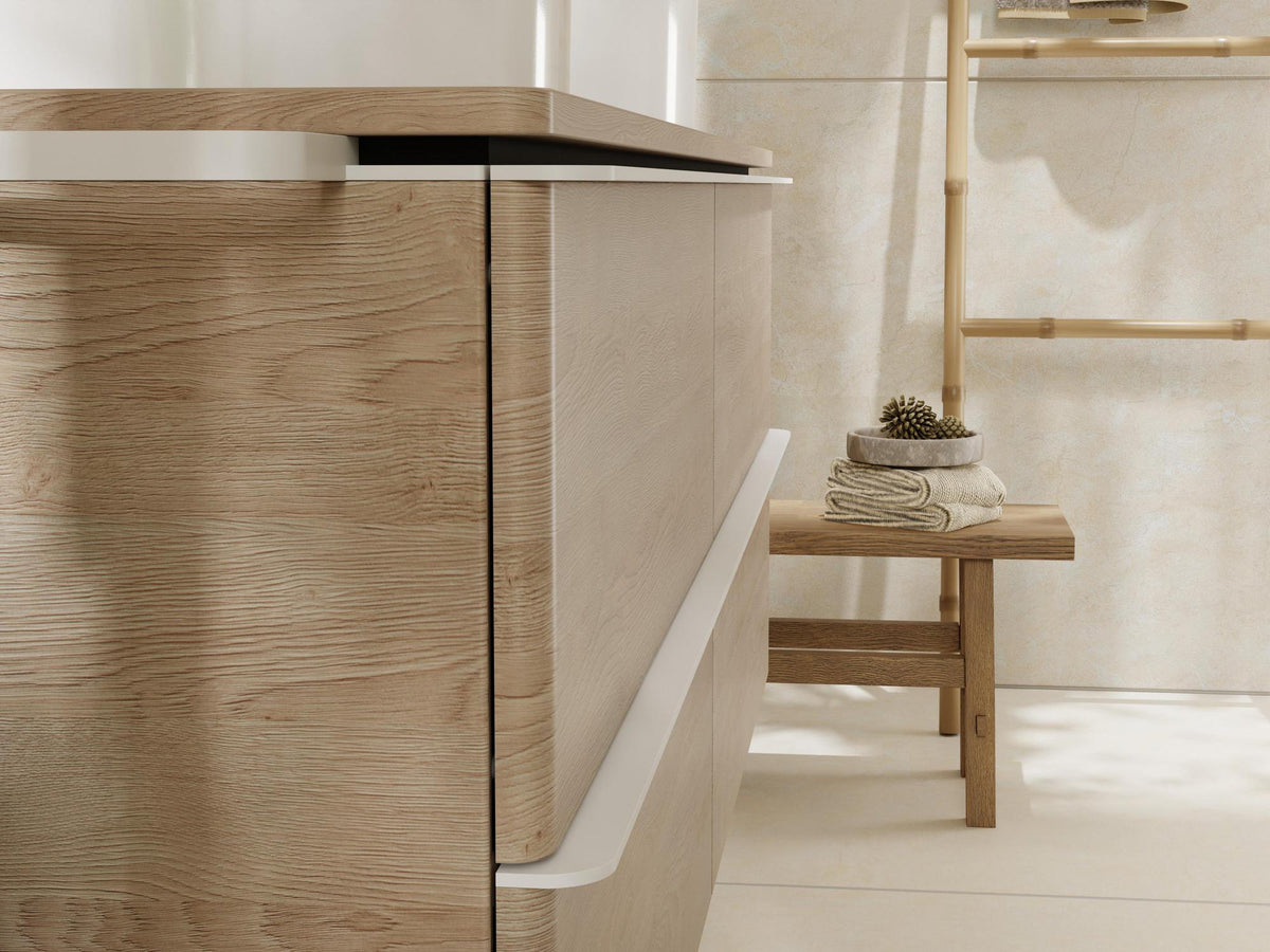 HANSGROHE Xelu Q Waschtischunterschrank 1360 mm weiß hochglanz, 4 Schubkästen, Griffleiste chrom