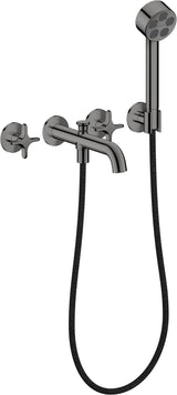 AXOR One 3-Loch Wannenarmatur Unterputz mit Handbrause – Kreuzgriff Chrom