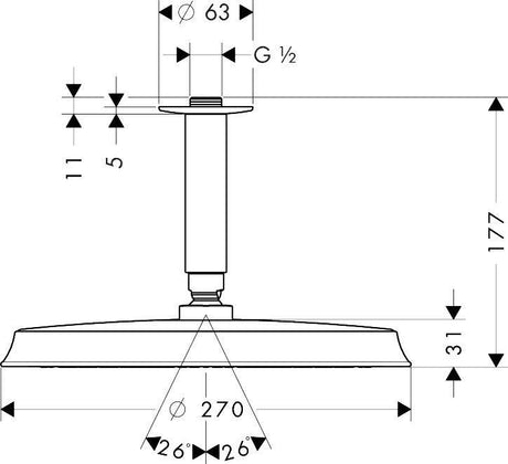HANSGROHE Raindance Classic Kopfbrause 270 mm mit Deckenanschluss und RainAir-Strahl