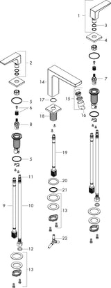 HANSGROHE Metropol 3-Loch-Waschtischarmatur mit Push-Open Ablaufgarnitur, Chrom, ComfortZone 160