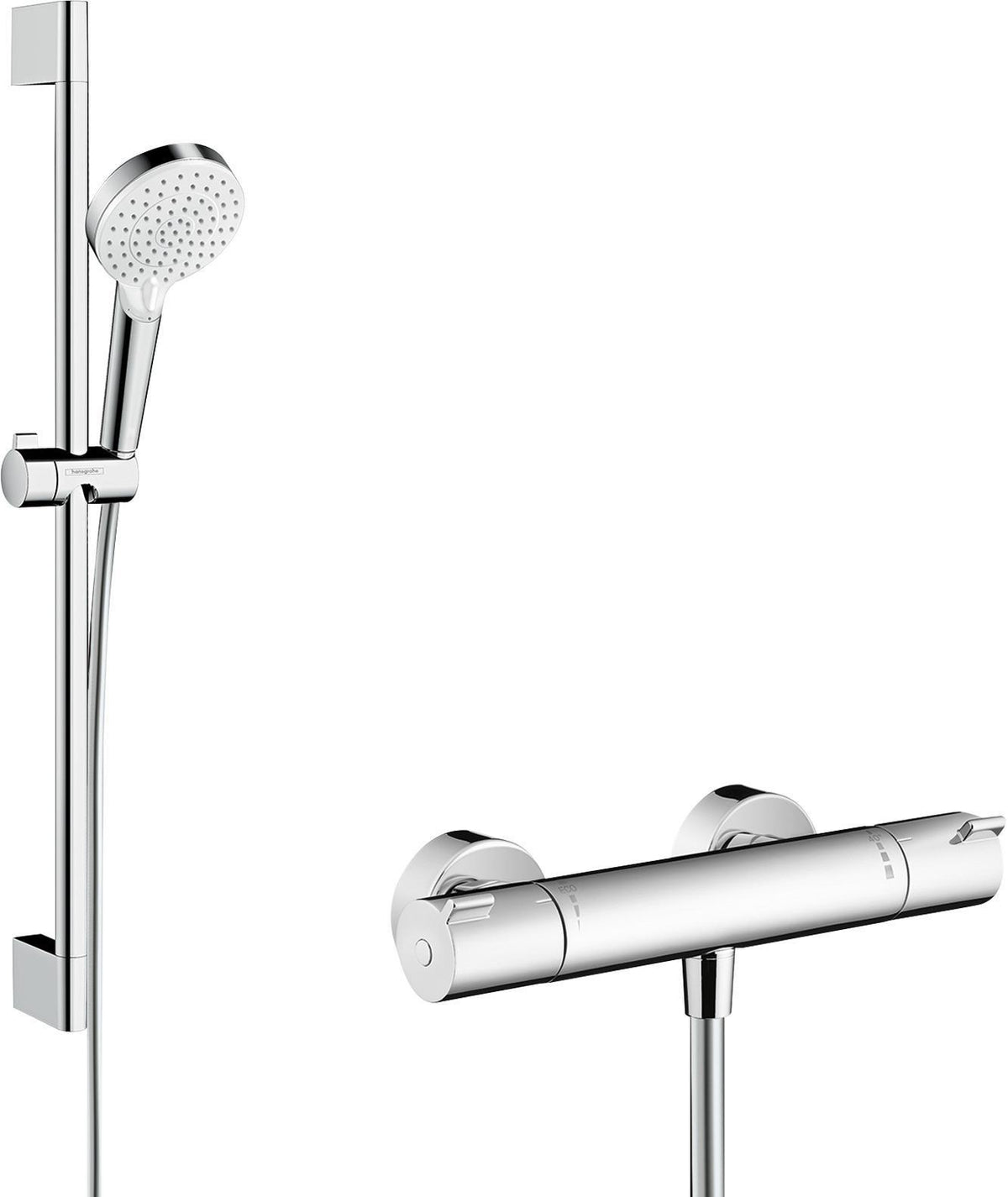 HANSGROHE Brauseset ECOSTAT 1001 CL COMBI Crometta, 650 mm Brausestange, weiß/chrom