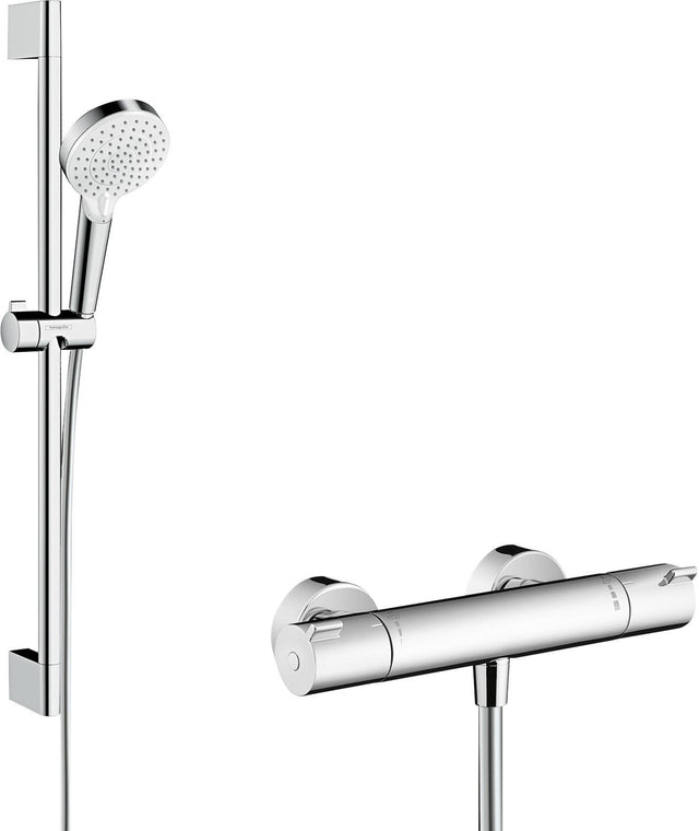 HANSGROHE Brauseset ECOSTAT 1001 CL COMBI Crometta, 650 mm Brausestange, weiß/chrom
