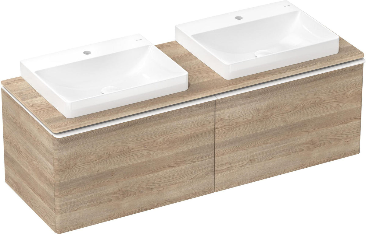 HANSGROHE Xelu Q Waschtischunterschrank 1560 mm Weiß Hochglanz mit 2 Schubkästen