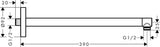 AXOR Brausearm 390 mm DN 15 mattschwarz – Wandmontage, Messing, mit Rosette