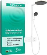 HANSGROHE Raindance Alive S 300 2jet Duschsystem mit Thermostat – Schwarz, 300 mm Kopfbrause