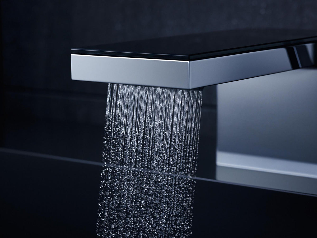 AXOR MyEdition Waschtischmischer 70 mit Glasplatte und Push-Open Ablaufgarnitur von Hansgrohe – chrom