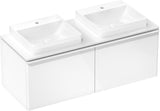 HANSGROHE Waschtischunterschrank Xelu Q 1360 mm Weiß Hochglanz mit Griffleiste Chrom
