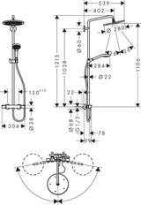 HANSGROHE Showerpipe Croma Select 280 Air mit Thermostat – Chrom, 1 Strahl, 280 mm Kopfbrause