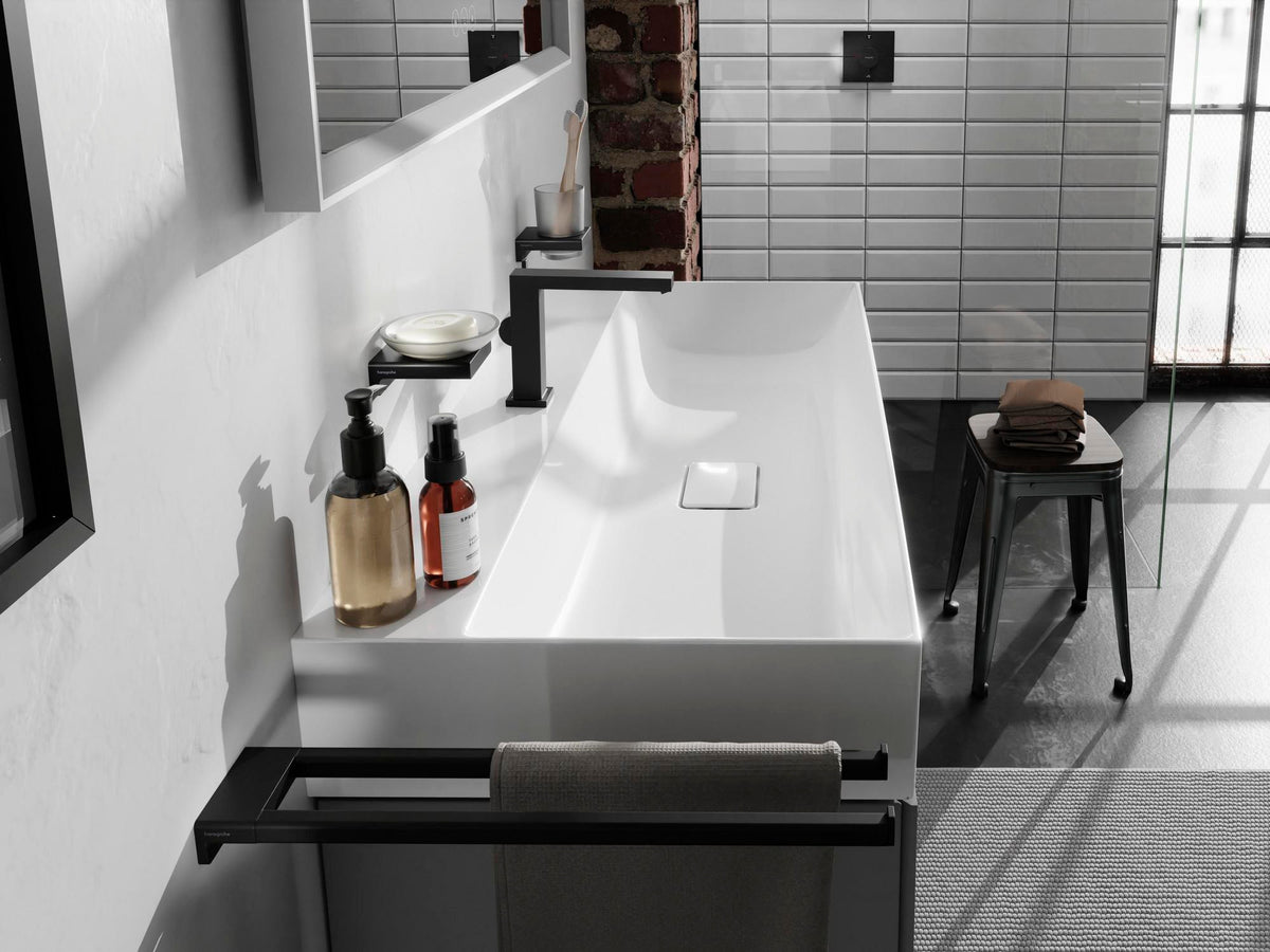 HANSGROHE AddStoris Glashalter Wandmontage Chrom – Mattglas Zahnputzbecher-Halter mit verdeckter Befestigung
