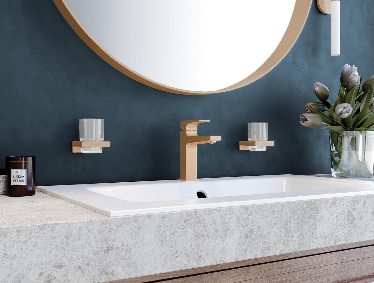 HANSGROHE AddStoris Glashalter Wandmontage Chrom – Mattglas Zahnputzbecher-Halter mit verdeckter Befestigung