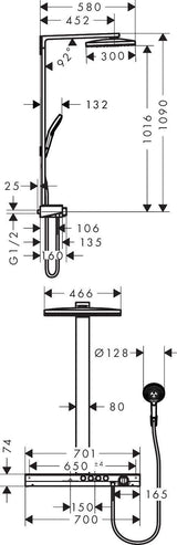 HANSGROHE Rainmaker Select 460 3jet Duschsystem – Showerpipe mit Thermostat, weiß/chrom
