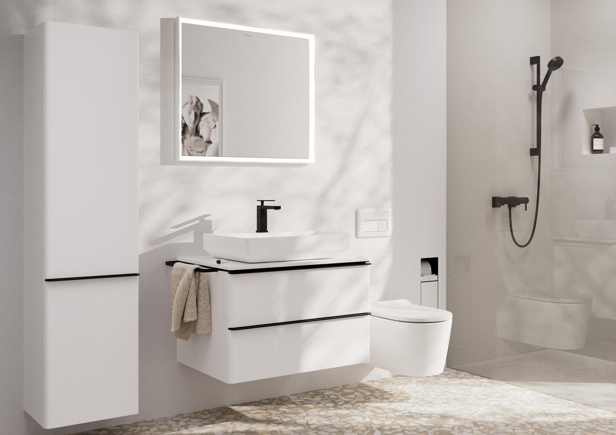HANSGROHE Waschtischunterschrank Xelu Q 780 mm weiß hochglanz mit SoftClose und Inneneinteilung