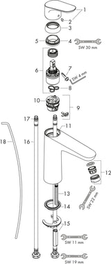 HANSGROHE Focus 100 LowFlow Einhebel-Waschtischmischer DN 15 mit Zugstange, chrom