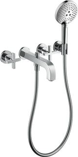 AXOR CITTERIO 3-Loch-Wannenarmatur DN 15 Unterputz mit Handbrause und Kreuzgriff Chrom