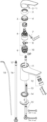 HANSGROHE Novus 100 Einhebel-Waschtischmischer DN 15 mit Zugstangen-Ablaufgarnitur, chrom