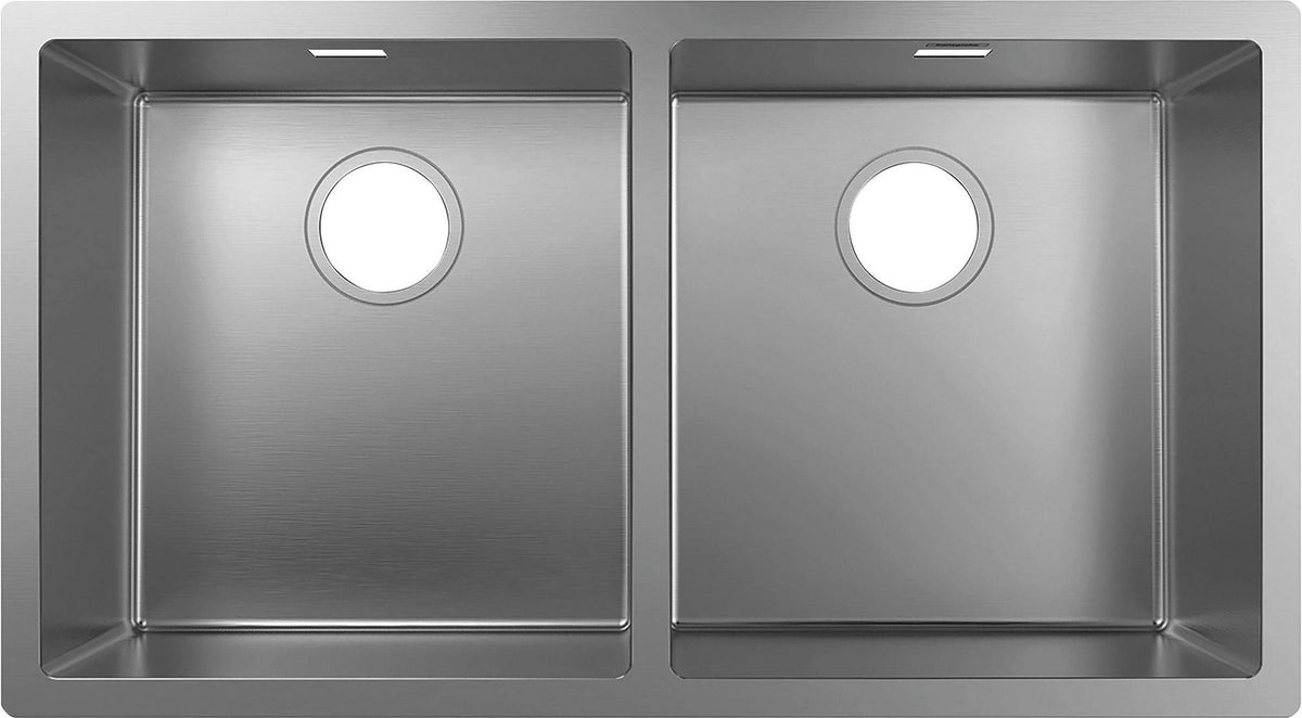 HANSGROHE Unterbauspüle S719-U765 370 x 370 edelstahl – 2 Becken, ohne Hahnloch