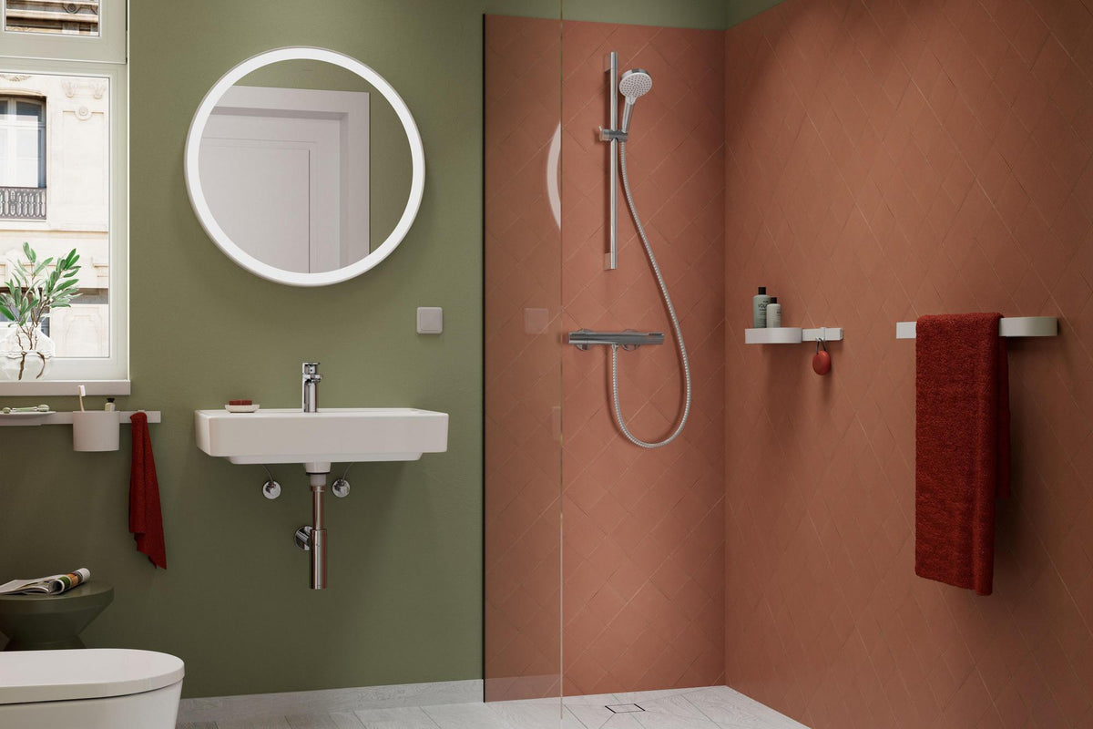 HANSGROHE WallStoris Handtuchhalter 581 mm mattschwarz – Wandmontage zum Kleben oder Bohren