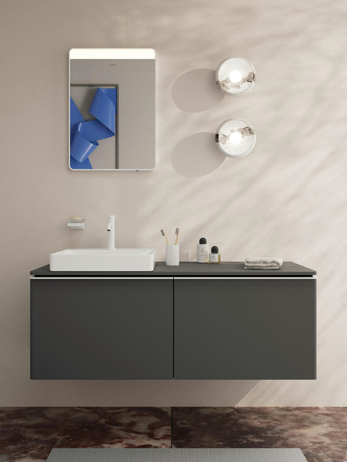 Hansgrohe Xarita Lite Q Spiegel 360 mm mit horizontaler LED-Beleuchtung, mattschwarz
