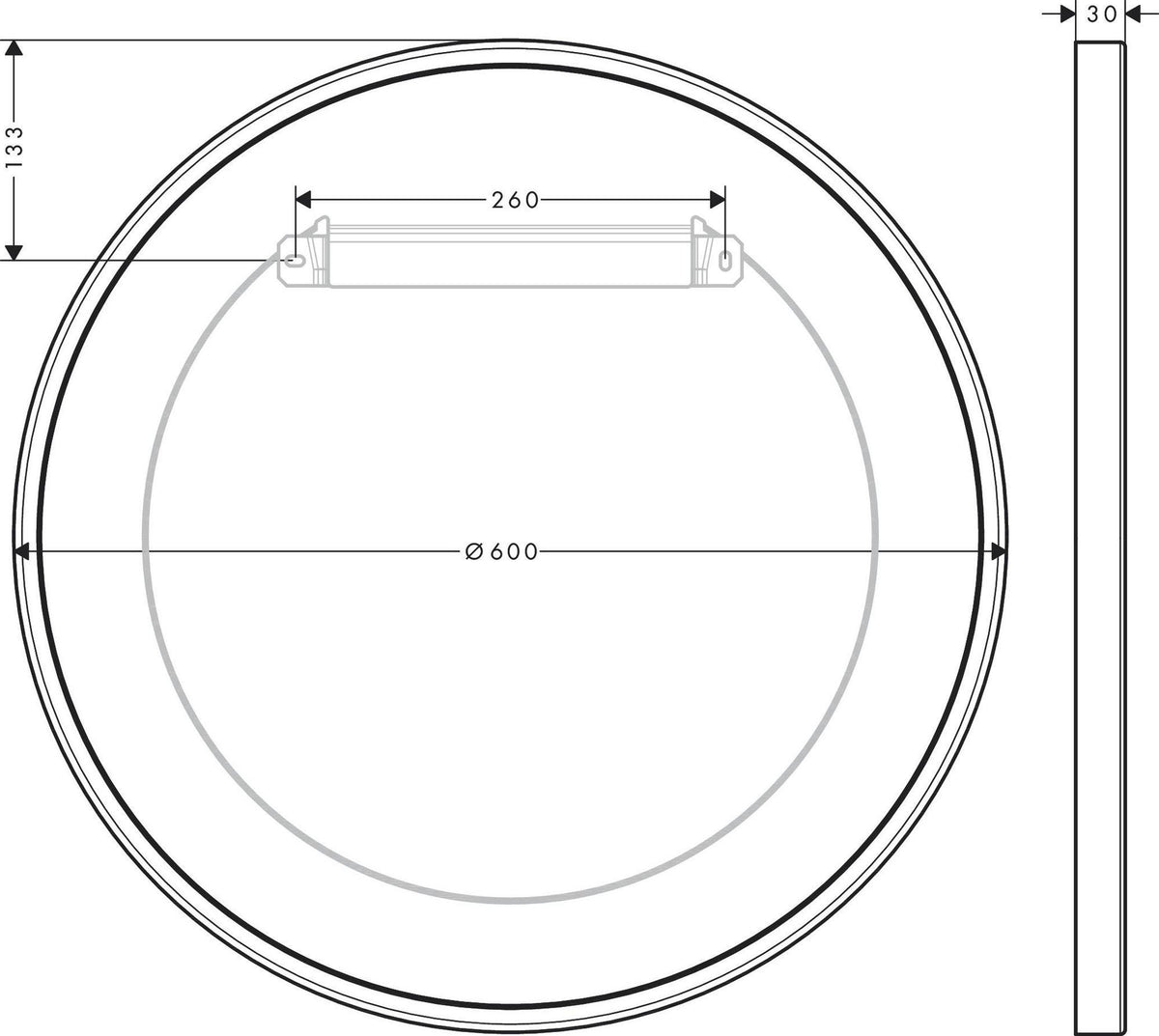 AXOR Universal Circular Wandspiegel 600 mm mattweiß, rund, Metallrahmen, verdeckte Befestigung