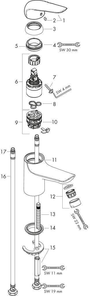 HANSGROHE Novus 100 Einhebel-Waschtischmischer DN 15 mit Zugstangen-Ablaufgarnitur, chrom