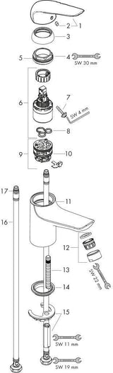 HANSGROHE Novus 100 Einhebel-Waschtischmischer DN 15 mit Zugstangen-Ablaufgarnitur, chrom