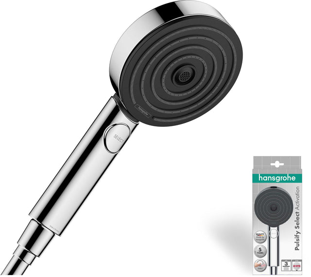 Hansgrohe Pulsify Select 105 3jet Handbrause – 3 Strahlarten, QuickClean, Chrom