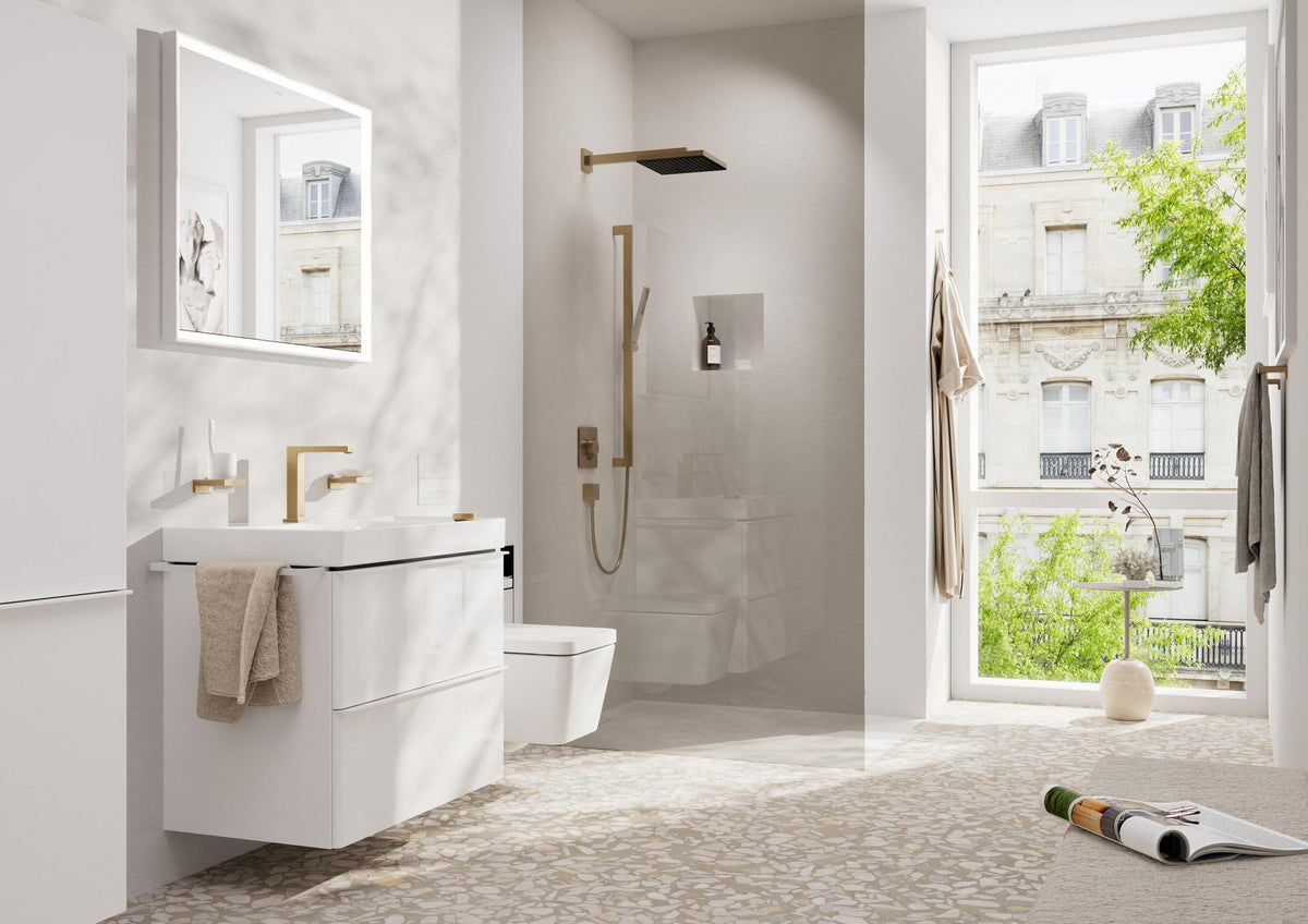 HANSGROHE Xarita E Wandspiegel 800x700 mm mattweiß mit LED-Beleuchtung und IR-Sensor